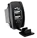 Cllena Dual USB Charger Socket Power Adapter 2.1A & 2.1A for Car Boat Marine Vehicles Rocker Switch Panel (4.2A-Red)