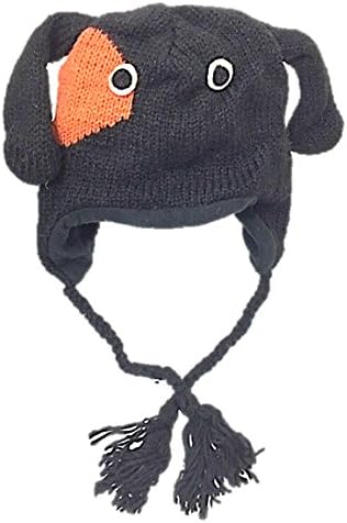 Black Puppy Dog Pilot Hat with Flap Youth Adult Ski Winter One Size