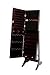 Espresso / Dark Brown Mirrored Jewelry Cabinet Armoire Stand, Mirror, Necklaces, Bracelets, Rings