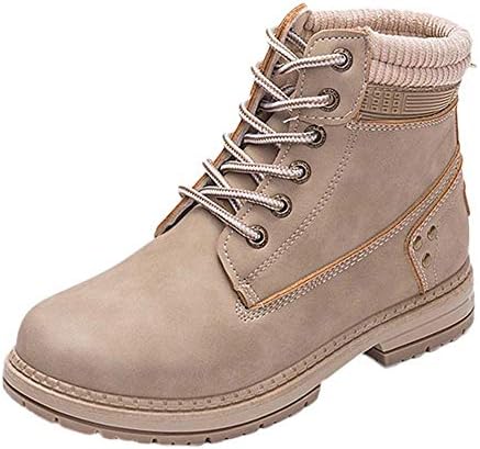 Creazrise Women's Lace Up Low Heel Work Combat Boots Waterproof Ankle Bootie Round Toe Shoes (Red,8)
