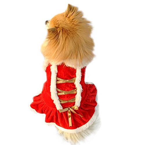 Ollypet Dog Christmas Costume for Small Dogs Girl Pet Dress for Holiday Puppy Cat Winter Clothes (S)