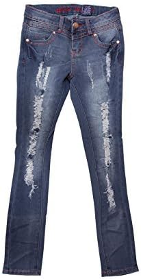 VIP Jean Vintage Denim With Red Line Skinny Leg Ripped Pants