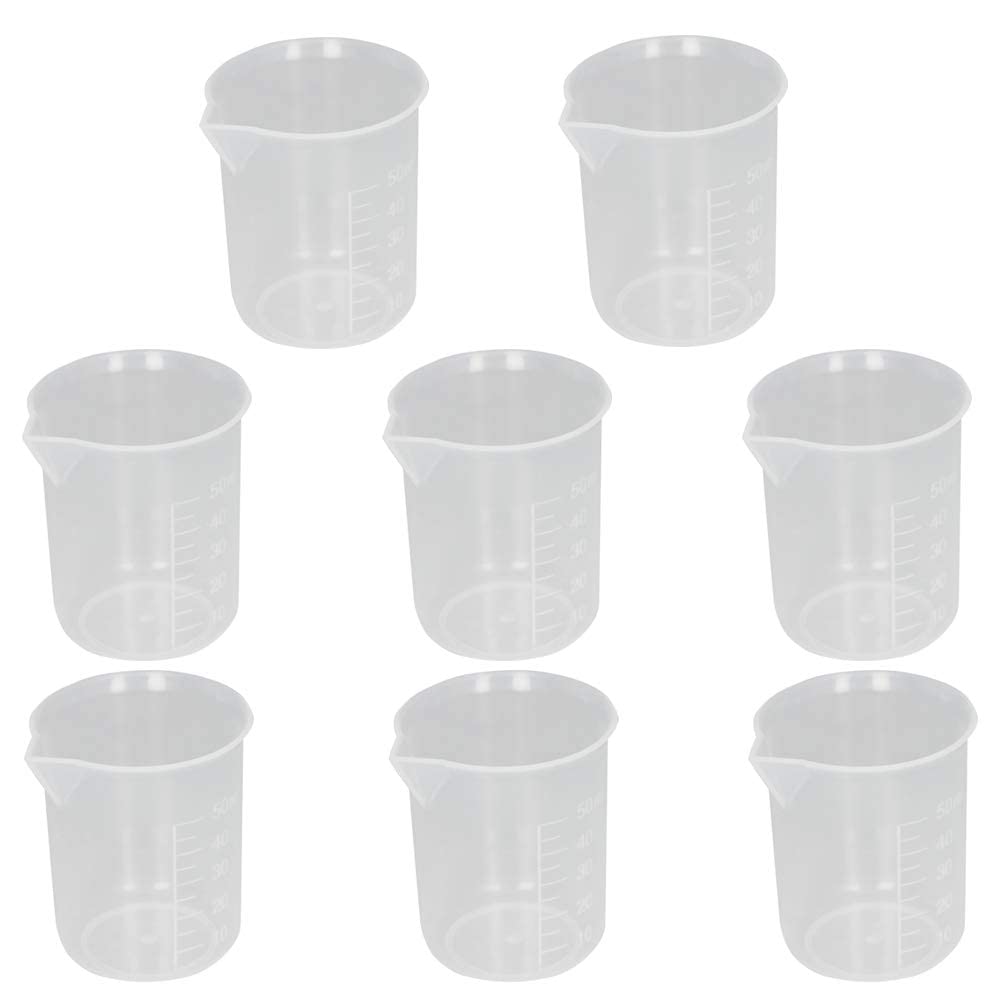 Othmro Plastic Laboratory Water Liquid Container Measuring Beaker 50ml 8pcs Good for Kitchen Bake — image 1