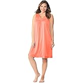 Exquisite Form Women's 30107 Nylon Tricot Sleeveless Short Knee Length Nightgown