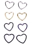 Assorted 8pcs 16g 1/2'' Heart 316l Seamless Daith Cartilage Earring Hoop