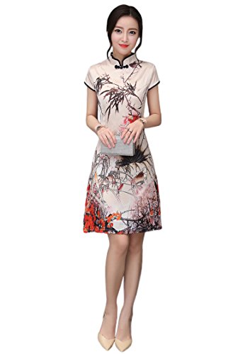 Women's Chinese Style Medium Qipao Cheongsam Party Dress