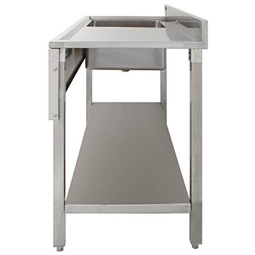 Kukoo Gastro Profi Edelstahl Edelstahlspüle Spültisch Spülbecken Waschbecken Gastrotische Spüle Spülbecken Gastro Becken Links Abtropffläche rechts 120cm x 60cm x 90cm mit Gratis Abflusssieb – Bild 5