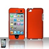 Premium Rubberized Snap-on Hard Crystal Front and Rear Case Cover for Apple iPod Touch 4G, 4th Generation, 4th Gen - orange compatible with 8GB / 32GB / 64GB