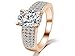 JoGray Women's 18K Platinum Plated Prong Setting Cubic Zirconia Inlaid Wedding Engagement Band Ring For Her Size 6-9