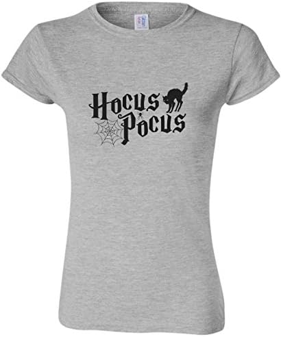 ' Hocus Pocus ' Cute Ladies Sanderson Sisters Halloween Soft Style T-Shirt (Large, Ladies Sport Grey)