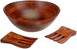 Lipper International (294-3) Large Cherry Wavy Rim Bowl with Salad Hands