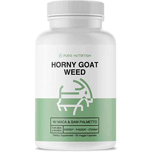 Puro Nutrition Horny Goat Weed Supplement for Men & Women with Maca, Saw Palmetto, Ginseng, and L-Arginine | 1000mg Epimedium with Icarniins - 60 Capsules for Energy and Physical Performance