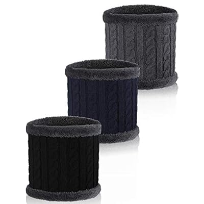 3 Pieces Unisex Cold Winter Neck Warmer Gaiter Double-Layer Fleece Lined Thick Knit Circle Scarf 3 Pieces Unisex Cold Winter Neck Warmer Gaiter Double-Layer Fleece Lined Thick Knit Circle Scarf