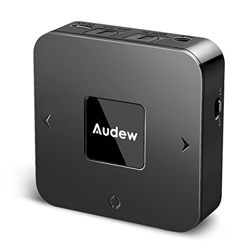 Audew Bluetooth 4.1 Transmitter and Receiver,2 in 1 3.5mm Wireless Audio Adapter for TV/Car Sound System,aptX Low Latency,Pair 2 at Once,Volume Control