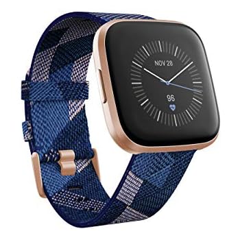 Fitbit Versa 2 Special Edition Health & Fitness Smartwatch with Heart Rate, Music, Alexa Built-in, Sleep & Swim Tracking, Navy & Pink Woven/Copper ...