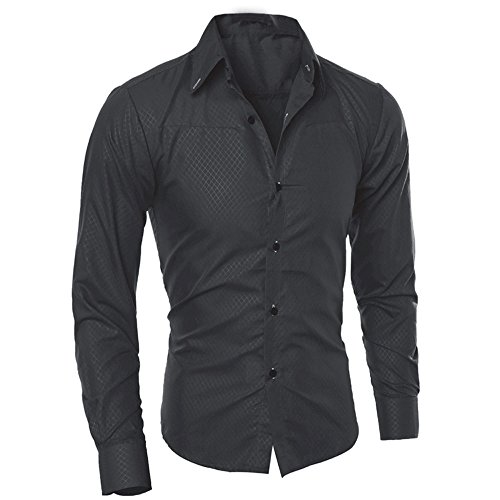 UJUNAOR-Camicia-a-Maniche-Lunghe-Scozzese-da-UomoSlim-FitStile-AziendaleSMLXL2XL3XL
