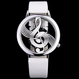 Musical Note Dial Quartz Movement Watch with Leather Band - Black