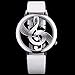 Musical Note Dial Quartz Movement Watch with Leather Band - Black