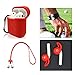 Airpods Case Airpods Accessories Thicken Protective Silicone Cover and Skin with Headphones Ear Hook/Airpods Straps/Watch Band Holder/Keychain (Red) by ONCOMIthumb 3