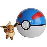 Wicked Cool Toys Pokemon Official Eevee Clip and Go, Comes with Eevee Action Figure and Poke Ball