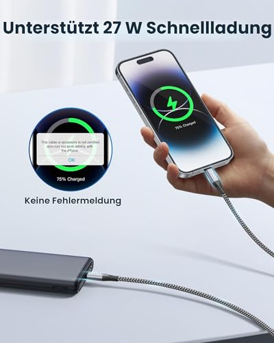 RAVIAD USB C Lightning Cable 1 M, MFi-Certified, iPhone Charging Cable, Power Delivery, Nylon Type C Charging Cable for iPhone 14/13/13 Pro/13 Pro Max/13 Mini/12/12 Pro Max/12 Mini/11 Pro/X/XS/XR/8/SE