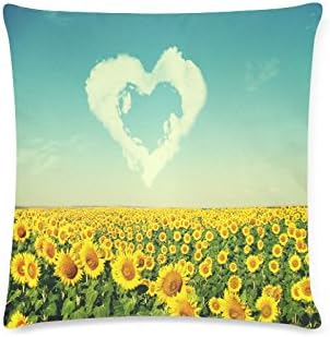 Summer Beautiful Yellow Sunflower Rectangle Sofa Home Decorative Throw Pillow Case Cushion Cover Cotton Polyester Twin Side Printing 16 x 16 inches