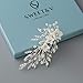 SWEETV Pearl Wedding Hair Clip Comb Barrette Flower Crystal Bridal Hair Accessories Silver Headpieces for Women Wedding