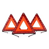 DEDC 3 Pack Warning Triangle Foldable Safety Triangle Triple Warning Kit Warning Triangle Reflector Roadside Hazard Sign Triangle Symbol for Emergency with Storage Bag