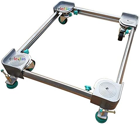 CELERITAS Adjustable Heavy Duty Front/Top Load Washing Machine/Refrigerator/Dishwasher Metal Stand/Trolley (Size 16"X19" to 26"X32")(White)