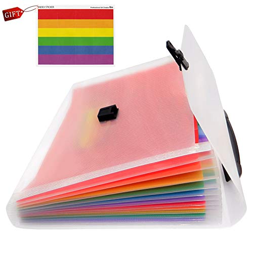 Lesown 13 Pockets Expanding A4 File Folder, Document Accordion Organizer Multi-Color Expandable Wallet Stand – Works on A4 Size and Letter Size