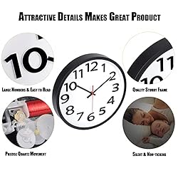 Wall Clock Battery Operated Silent Non-Ticking Easy