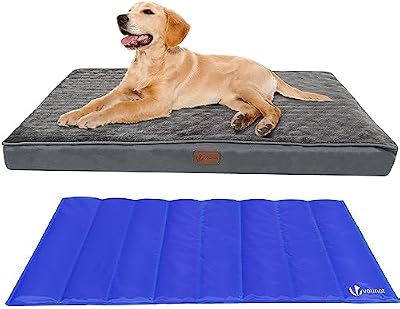 ® Cuscino per Cane Ortopedico con Tappetino di Raffreddamento in Gel, Cuccia Materassino Cani Sfoderabile Lavabile con Tappeto Rinfrescante, 115x81x9cm