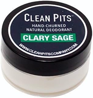 Clean Pits Cream Based Deodorant - Clary Sage Scent - .5 oz Jar - 100% Natural Odor Protection - Strong Sweat Absorption - Aluminum and Paraben Free - Prevents Razor Burn and Eliminates Pit Stains