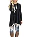 WEKILI Women's Tops Long Sleeve Lace Scoop Neck A-line Tunic Blouse Black XXL/US 20-22