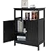 Iwell Bathroom Floor Cabinet, Bathroom Storage Cabinet with Double Door & Adjustable Shelf, Storage Cabinet for Bathroom, Living Room, Black