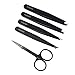 FIXBODY Tweezers Set 5-Piece - Professional Stainless Steel Tweezers with Curved Scissors, Best Precision Tweezer for Eyebrows, Splinter & Ingrown Hair Removal with Leather Travel Case (A4)