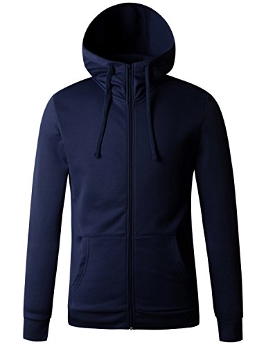 Regna X for Mans Front Zip Hood with Pocket Navy Extra Large Fleece high Neck Jacket