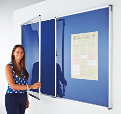 Adboards Fire Rated Lockable Notice Board 180cm x 120cm Blue