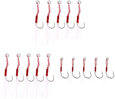 CUTICATE 15pcs Jigging Assist Hook Fishing Hooks Worm Hooks Barbed Hooks 10/11/20#