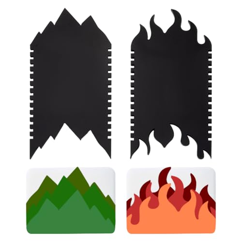 FINGERINSPIRE 2 Styles Soap Scraper Shaping Tool Black Acrylic Mountains Flames Soap Scraper Shaping Tool for Cold Process Soap Scraper DIY Craft Template with Depth Adjuster of 5mm Increments
