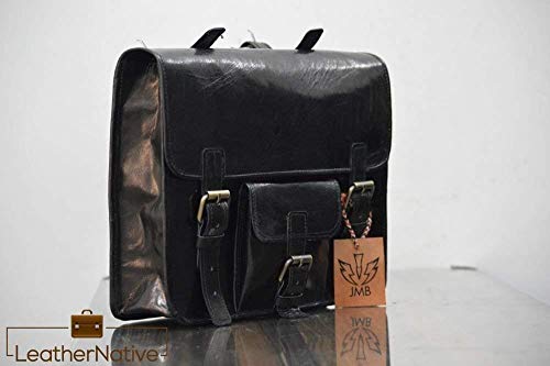 Leather Native 2 X Motorcycle Side Pouch Black Leather Side Pouch Classic Saddlebags Saddle Panniers (2 Bags) Summer Sale!