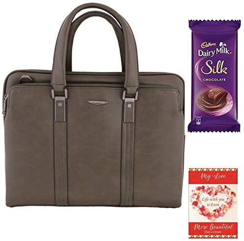 SFU E Com Adjustable Shoulder Strap, Laptop/Tablet Compartment Inside. Water Resistant Bag | Premium Gift Hamper For Him, Husband, Boy Friend | Valentine Premium Gift | Valentine Greeting Card | Cadbury Dairy Milk Silk Chocolate