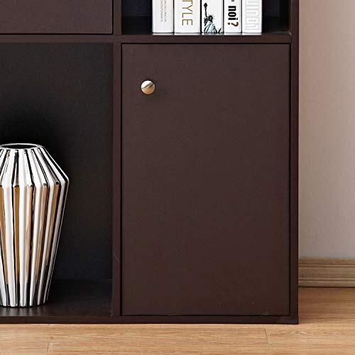 image for DlandHome Bookcase, 2-Door & 2-Cube, Modern Floor Utility Storage Cabi