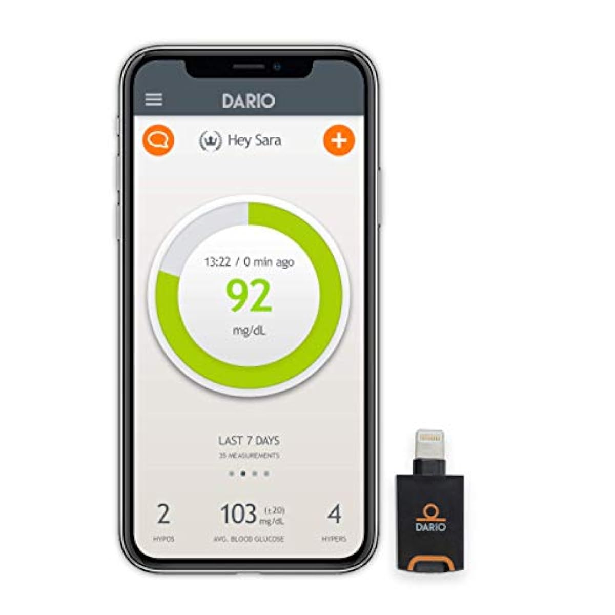 Dario Blood Glucose Meter kit with Strips for iPhone, Allinone
