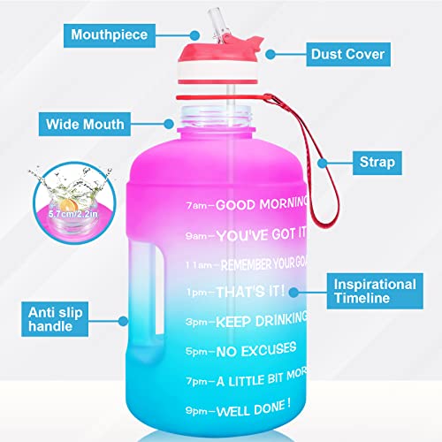 BuildLife Gallon Water Bottle with Straw 128oz Large Water Bottles