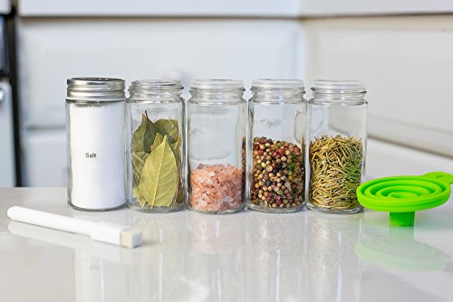 Nellam French Round Glass Spice Jars – Set of 12 with Shaker Lids and Chalkboard Sticker Labels, Small 4oz Bottles - Stackable Herbs and Spices Containers - Decorative Organizers in Silver - Thumbnail 7