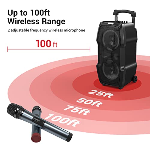 VeGue Karaoke Machine, Wireless Bluetooth PA System for Adults & Kids