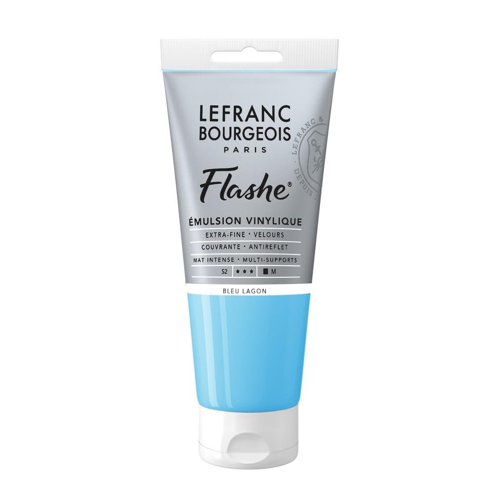 Lefranc Bourgeois Flashe, Extra-Fine Acrylic Vinyl Emulsion, Artists Quality, Lagoon Blue, 80ml Tube