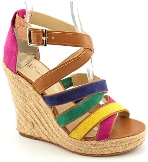 INC International Concepts Women's Valencia Wedge Sandal sin Neon Multi Size 7.5