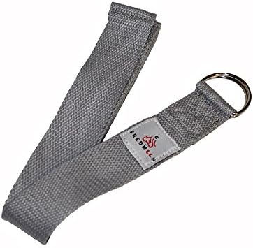 sredmoon yoga strap 8ft Made With The Best, Durable Cotton Durable for Stretching, Flexibility w/ Adjustable D-Rings (gray)